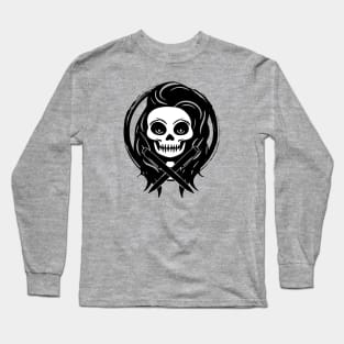 Journalist Skull and Crossed Pens Black Logo Long Sleeve T-Shirt